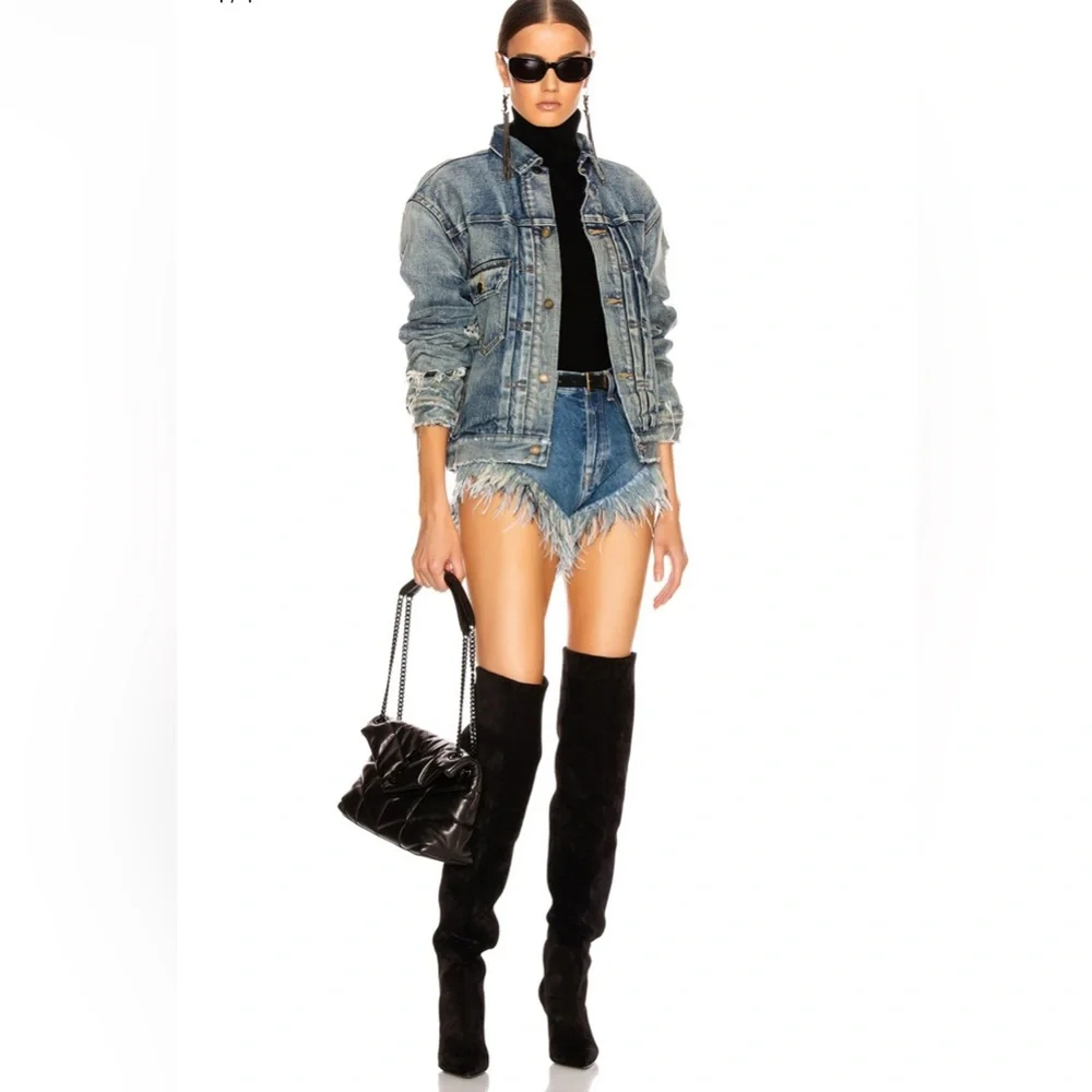❌SOLD❌YSL Destroyed Denim Jacket - Picture 2 of 10